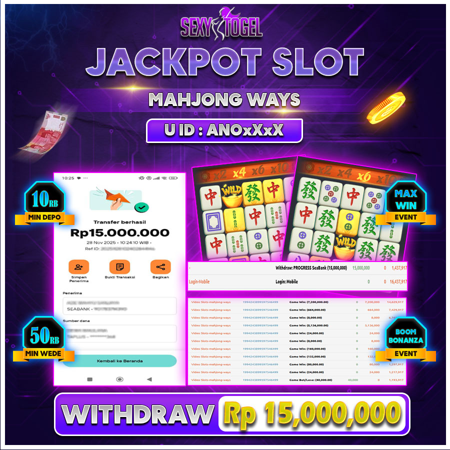 SEXYTOGEL JACKPOT SLOT MAHJONG WAYS Rp.15.000.000.,-LUNAS